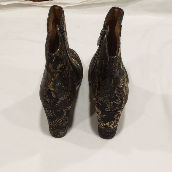 Black and Gold Embroidered Franco Sarto Heeled Boots - Picture 4 of 11